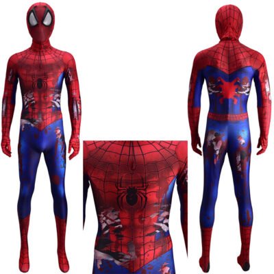 Spider Man Battle Damaged Suit Cosplay Costume Halloween X’mas Valentine’s day birthday gift comic-con game outfit